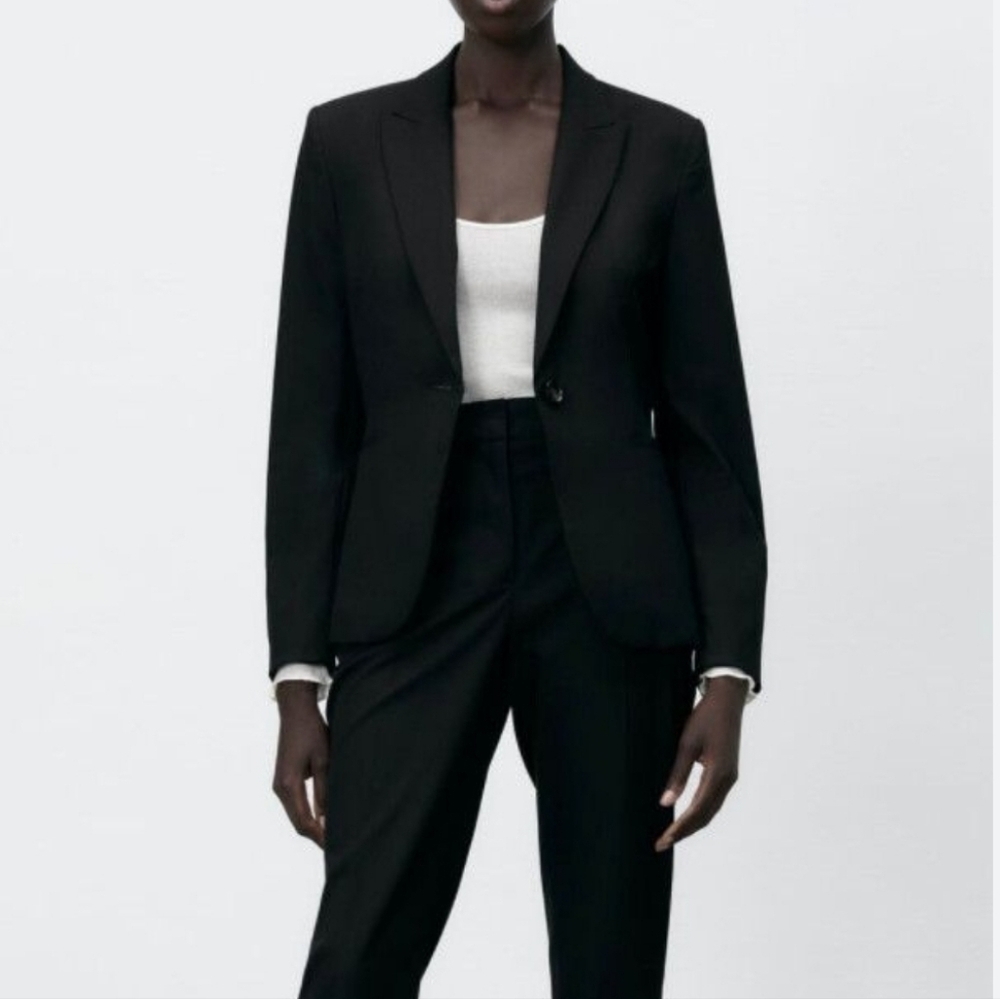 Zara Basic Women's Single Breasted Blazer, Black, Size 6